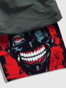 ROMWE MEN Anime Men's Minimalist Fashion Suitable For Summer Shorts - Dark Grey - View 6