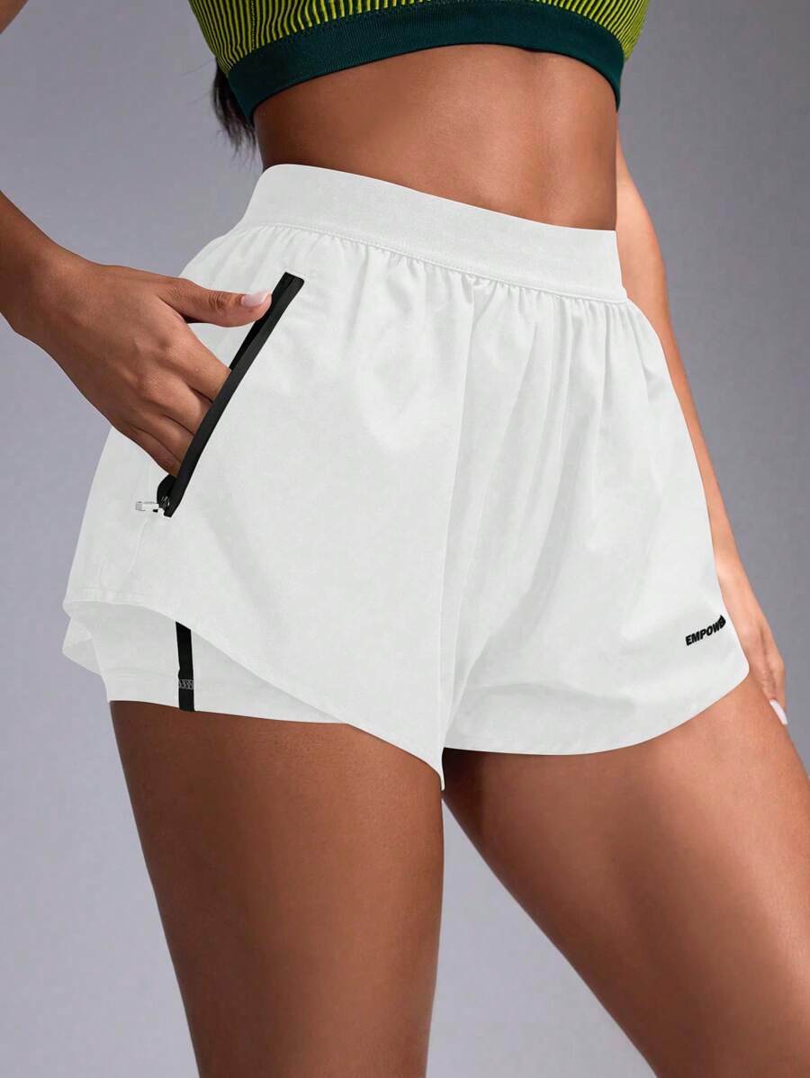Powerista Women's Zipped Pocket Daily Fitness Sports Shorts Sweater Shorts