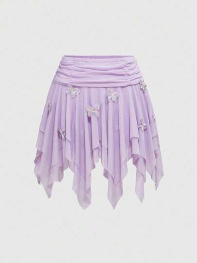 Jupe femme avec décoration de nœud en tulle asymétrique 3D