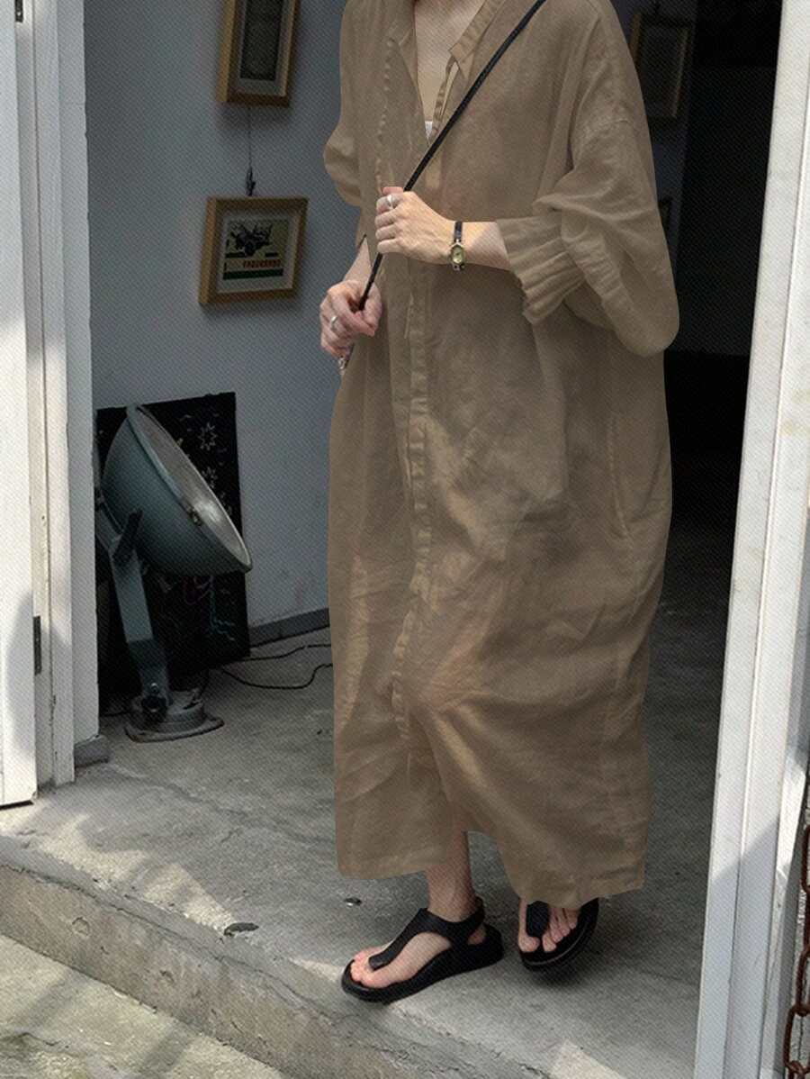 FRIFUL Women's Loose Fit Long Sleeve Flared Cuff Sheer Oversize Shirt Jacket, Dark Green, Spring/Summer,Ruffle - Dark Green - View 1