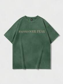 Manfinity EMRG Men's Casual Minimalist Slogan Print Short Sleeve T-Shirt