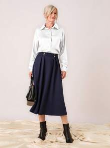 Miaspire Fall Women's Burgundy Long Sleeve Casual Office Shirt - White - View 3