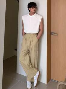 DAZY Men's Solid White Mesh Basketball Tank Top, Summer - White - View 5