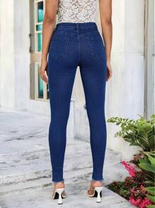 SHEIN LUNE Damen Destroyed Fit Jeans