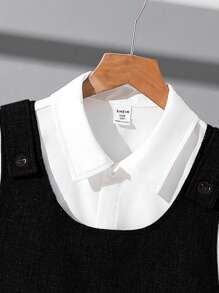 1-For-1 Tween Boy Casual Collared Shirt + Pony Vest Set, Suitable For Autumn, Spring, Summer, Outdoor Play, School, Street Style, Parties And Casual Home Wear