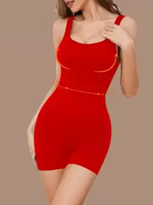 1pc Women Seamless Bodysuit With Built-In Shorts