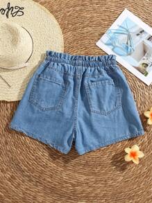 Soleia Women's High Waist Casual Denim Shorts, Blue Boho Chic Jean Shorts For Women Jorts Denim Shorts Women Shorts Women's Shorts Summer Vacation Woman Flowy Pants Biker Shorts Summer Beach Vacation Rave Country Concert Country Women Vacation Flowy Pants European Summer - Medium Wash - View 8