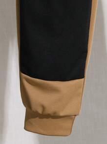 SHEIN Set de 2 piezas: Camiseta de cuello redondo y pantalones casuales y versátiles con diseño de bloques de color para niño preadolescente, adecuado para ir al trabajo, la escuela, ocio y deportes, primavera/verano - Marrón - Ver 5