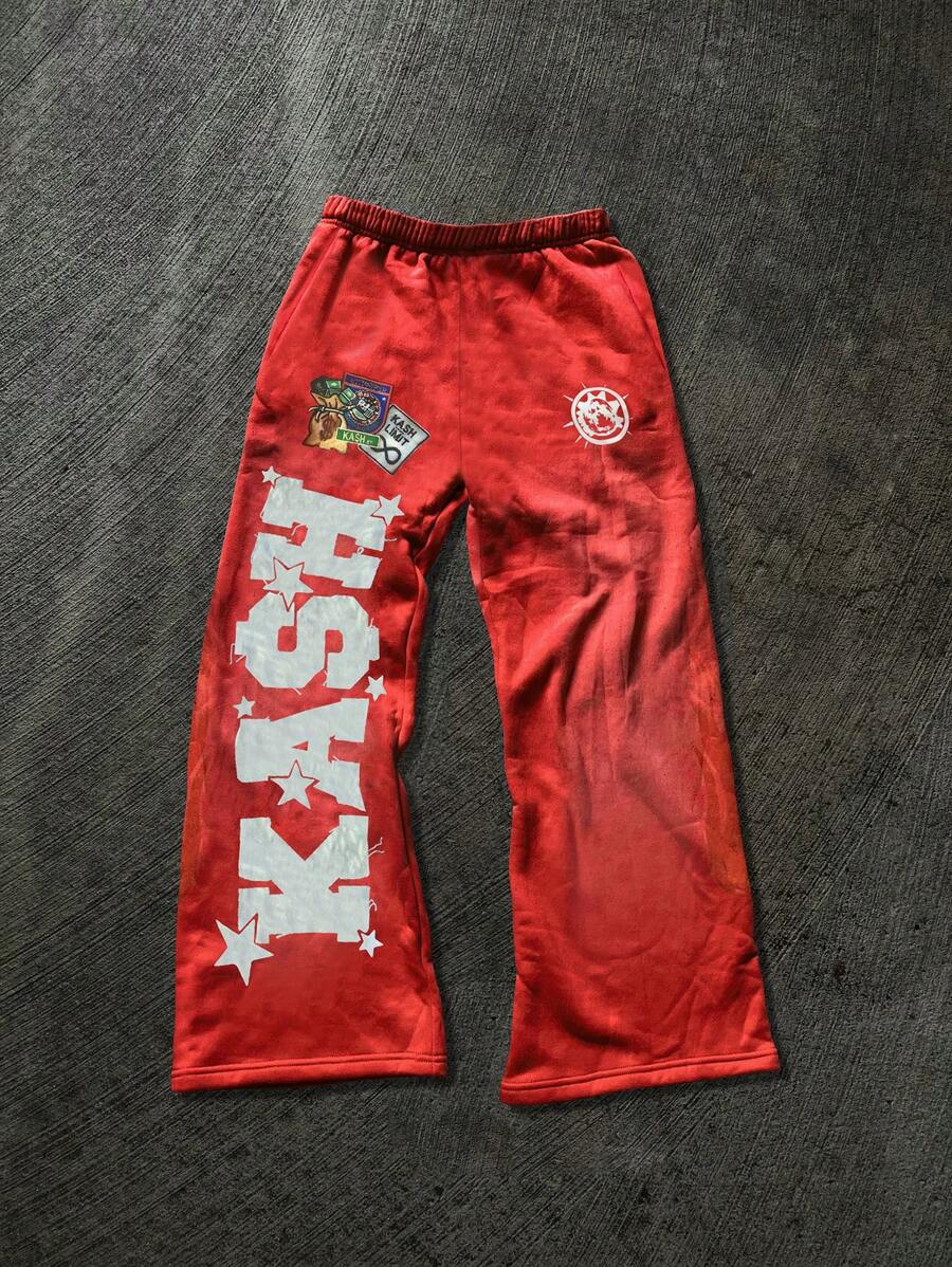 Manfinity Dauomo Men's Simple & Stylish Sweatpants, Suitable For Summer - Red - View 1