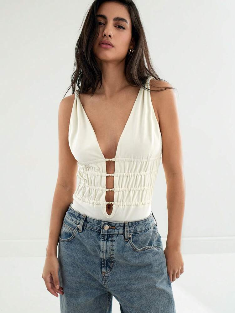 SHEIN Maija 2025 Spring/Summer New Casual Fashionable Comfortable Women Bodysuit