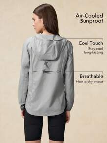 OutZeal WeatherProof-Air Water-Resistant UPF50+ Featherlight Breathable Hooded Jacket Women For LightRain With Zipper Pockets Athletic Workout Running
