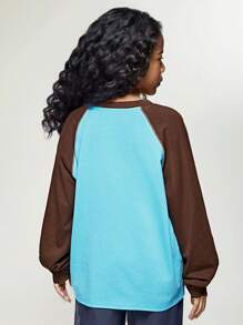 JNSQ Nouveaux sweats à capuche décontractés à manches longues pour enfants, pulls blocs de couleurs à col rond avec imprimé graphique de lettres pour enfants