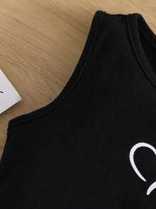 SHEIN 2 件套时尚优雅年轻女孩度假可爱女孩（小）夏季服装 - 黑色 - 查看 3