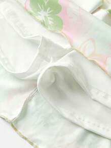 青少年女孩迷你超级裙带衬里短裤，多层蛋糕设计印花裙，甜美度假风格 - 綠色 - 查看 4