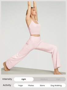 GLOWMODE FeatherFit™ Longline Crossover Strap Sports Bra Light Support Yoga Studio Gym Daily Fall Winter - Baby Pink - View 6