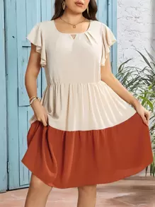 SHEIN Clasi Vestido Plus Size Feminino Vazado Renda Babados Patchwork, Vestido Refrescante Anti-estresse, Vestido Longo de Noite, Elegante Moda Feminina Lounge, Roupas de Verão para Mulheres, Dia de São Patrício, Roupas Rave, Festival, Roupas de Férias de Primavera, São Patrício, Boho - Multicolorido - Ver 1