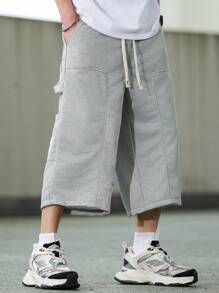 Manfinity Hypemode Pantalón deportivo casual y suelto para hombres con diseño de cintura con cordón