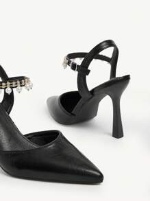 CUCCOO CHICEST Giày cao gót mũi nhọn màu trơn cho nữ - màu đen - Xem 10