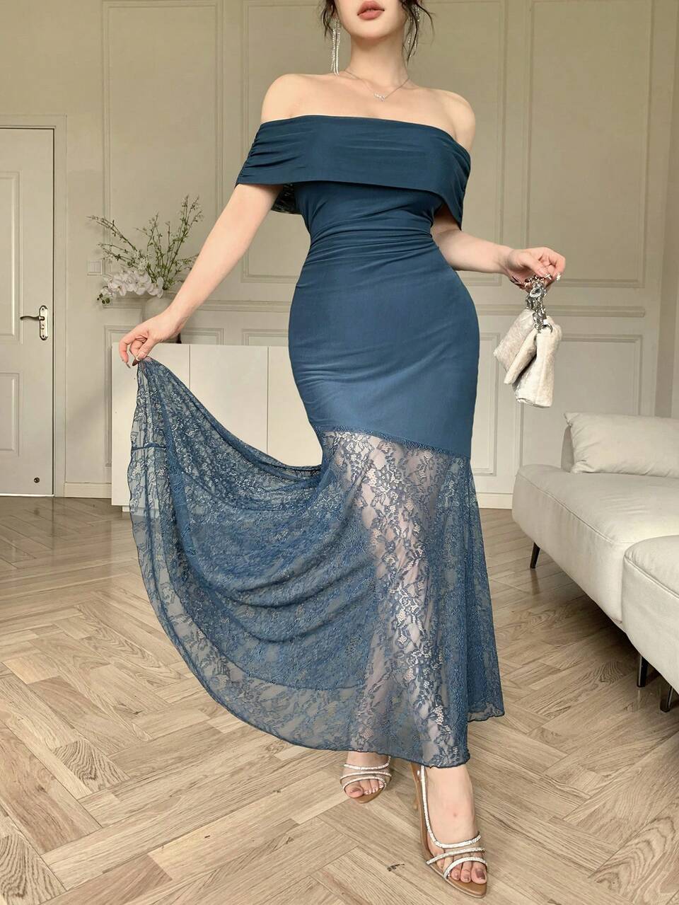 Women's Casual Mid-Length Dress, Fashionable & Suitable For Summer Wedding Women Dresses Off Shoulder Dress