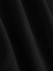 SHEIN Clasi Pantalones anchos sueltos de talla grande con rayas y botones para mujer - Negro - Ver 5