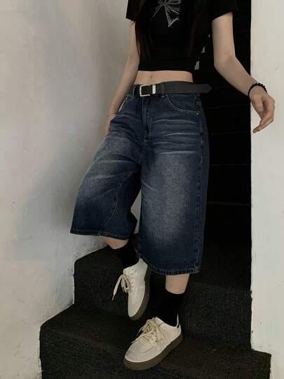 DAZY سراويل جينز واسعة غير مغسولة بأسلوب كوري عصري للصيف للسيدات