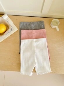 Baby Girl Summer Cute Solid Color Knit Shorts, 2pcs/Set
