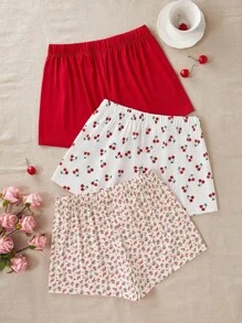CottageSlumber 3件套印花休闲女士睡衣短裤套装 - 彩色 - 查看 2