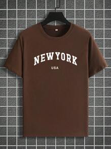 Manfinity Homme Plus Size Men's Simple Fashionable T-Shirt, Suitable For Summer