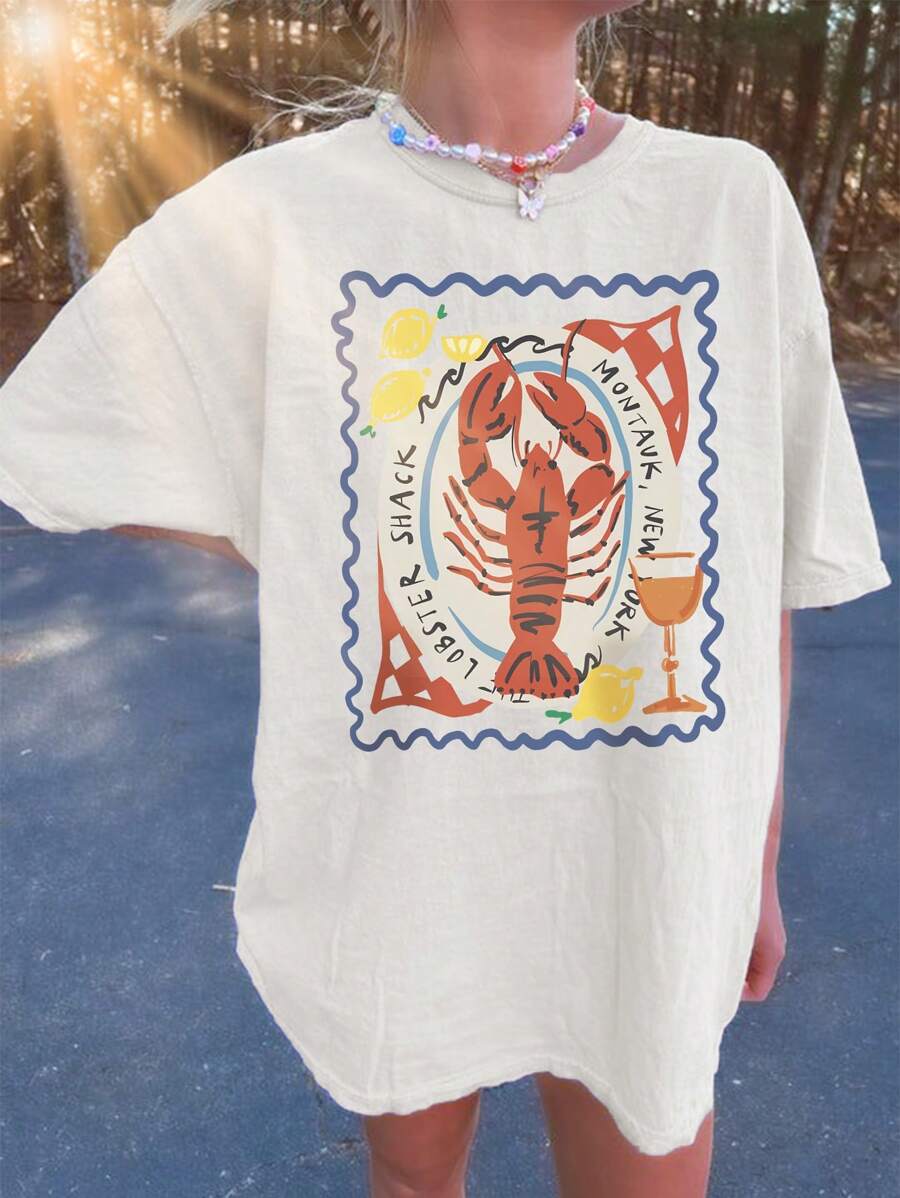 Áo thun cổ tròn dáng rộng cho nữ, đơn giản & thời trang, phù hợp cho mùa hè - trắng - Xem 1