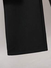 3 件套青少年女孩休闲宽松粉色条纹衬衫，粉色斗篷装饰，宽腿编织宽松工装裤，适合春夏季 - 黑色 - 查看 6