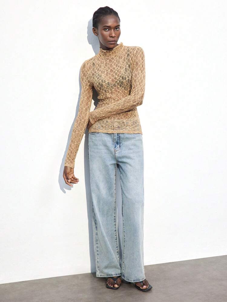 SHEIN Maija Nueva blusa de encaje blanco elegante y moderna para mujer, ideal para fiestas, eventos casuales y salidas en otoño/invierno, verano y Día de San Valentín