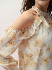MOTF PREMIUM Blusa con estampado floral y hombros descubiertos - Amarillo - Ver 2