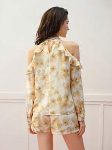 MOTF PREMIUM Blusa con estampado floral y hombros descubiertos - Amarillo - Ver 4