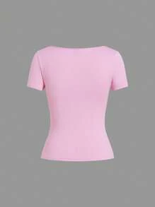 SHEIN EZwear 4 件装女士休闲简约纯色针织 T 恤 - 彩色 - 查看 9