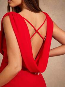 Hauture Plunging Neckline Women's Dress, Sexy Lace Splice Chiffon Fabric Flowing Dress, Elegant See-Through Beach Dress For Spring And Summer