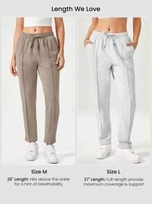 GLOWMODE 26'' Everyday Fleece Unisex Adjustable Drawstring Waist Tapered Joggers Pants With Side Pockets Daily Casual Fall Winter