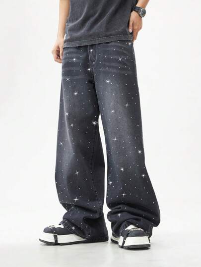 Street Life Jeans casual larghi in denim con tasche, adatti per uso quotidiano per uomo