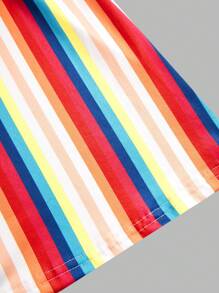 2pcs/Set Tween Girls White Colorful Letter Print Tank Top And Stripe Print Flare Pants Set - Multicolor - View 4