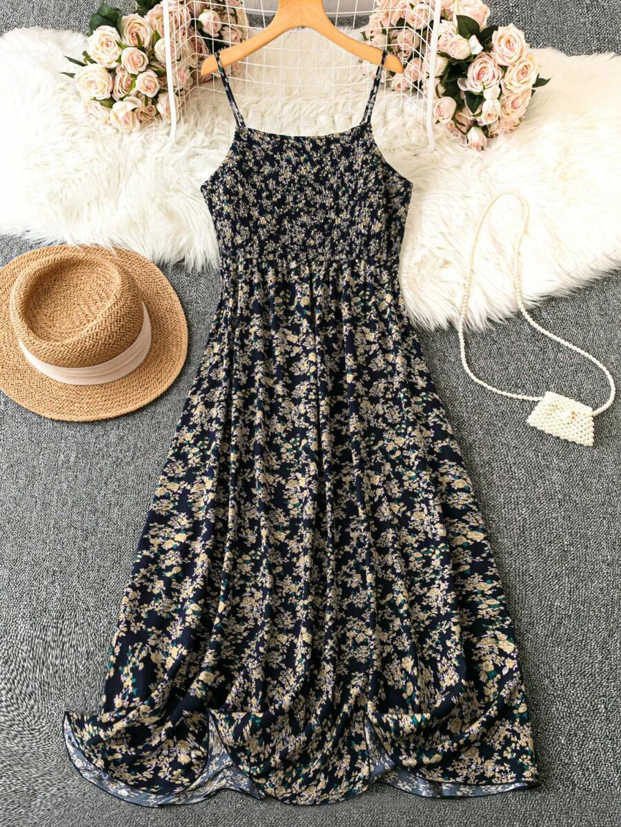 SHEIN LUNE Đầm Maxi Dài Ngày Lễ Họa Tiết Hoa Cỡ Lớn Cho Nữ Quần Áo Năm Mới Trang Phục Nữ - màu đen - Xem 1