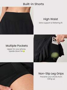 GLOWMODE Buikcontrole geplooide mini tennisrok met ingebouwde shorts zijzakken Tennis Golf Dagelijks