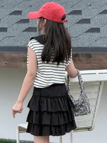 DAZY 2pcs Tween Girl Autumn Outfit,Back To School Clothes - Black - View 2