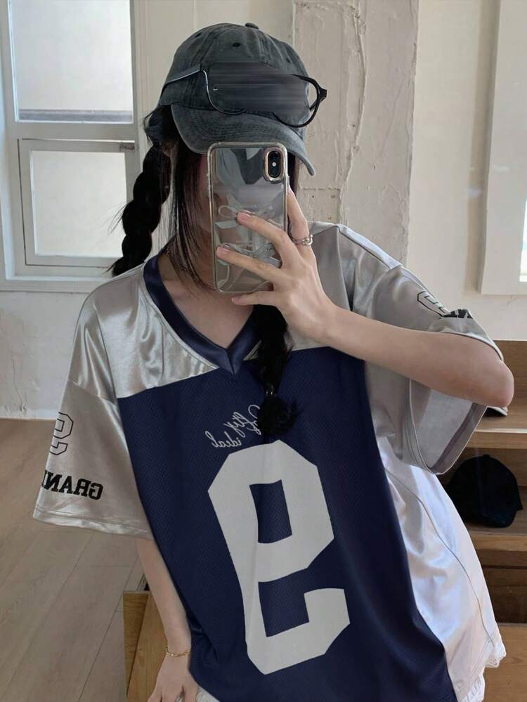 Women V-Neck Short Sleeve Casual Sports T-Shirt