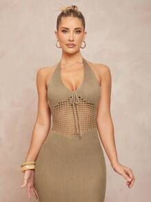 Lumalex Spring Swimsuit Swimwear Swim Cover-Up Bikini Set Outing Summer Swimsuit Swimwear Swim Vacation Easter Bohemian BOHO Sea Beach Hot Outdoor Richly Layered Wedding Season Banquet Coming Of Age Ceremony Beach Seaside Women's Sexy Hollow-Out Knitted Patchwork Backless Dress