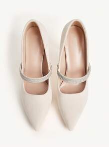 CUCCOO CHICEST Women's Pointed Toe Rhinestone Decor High Heel Shoes, Suitable For Party Occasions - White - View 2
