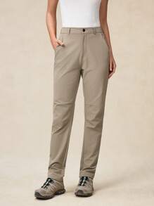 OutZeal Pantalones para senderismo de mujer con ajuste delgado y elástico, resistentes al agua, con múltiples bolsillos, resistentes al desgarro, de nailon, para primavera