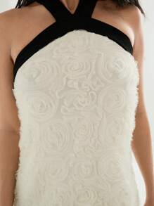 Maija 2025春夏新款休闲时尚度假露背网眼连衣裙 - 杏色 - 查看 4