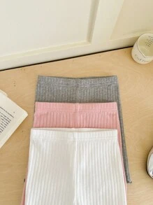 Baby Girl Summer Cute Solid Color Knit Shorts, 2pcs/Set