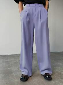 Claim Dot Men's Solid Color Suit Pants, Minimalist Fashion Suitable For Summer - Purple - View 6