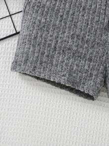 青少年女孩罗纹针织紧身短裤打底裤，浅灰色，返校季，母子装 - 淺灰色 - 查看 8