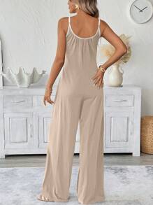 SHEIN LUNE Lässiger Jumpsuit für Damen mit Kontrastfarbe Trägern und Taschen